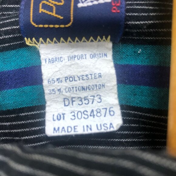Vtg Panhandle Slim Western Pearl Snap Shirt 16-1/2 35 Blue Striped USA Pockets - Picture 9 of 10